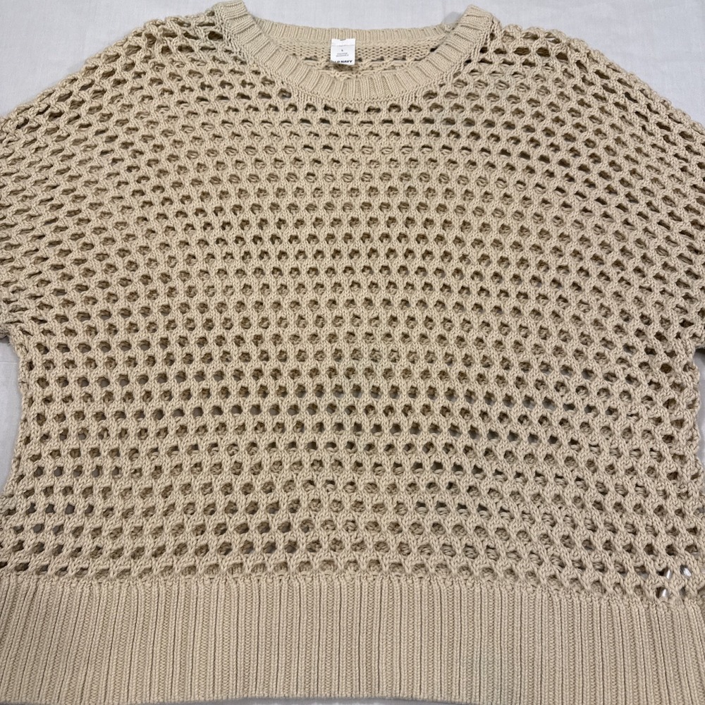 SWEATER WOMEN LRG  Crew Neck Textured Knit, Open-Stitch‎ Pullover  OLD NAVY